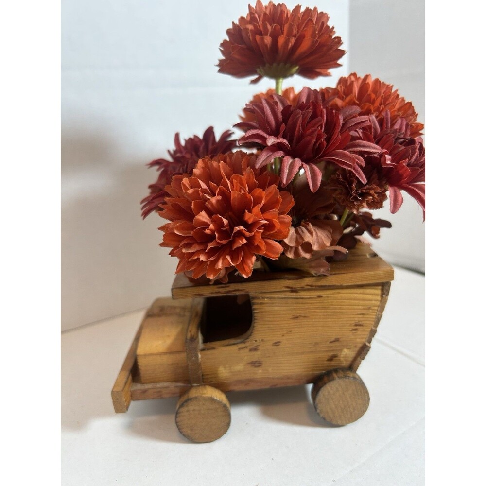 Vtg Handmade Wooden Truck Planter Vase Rustic Folk Art Decor Cabincore Grandpa - Picture 4 of 13